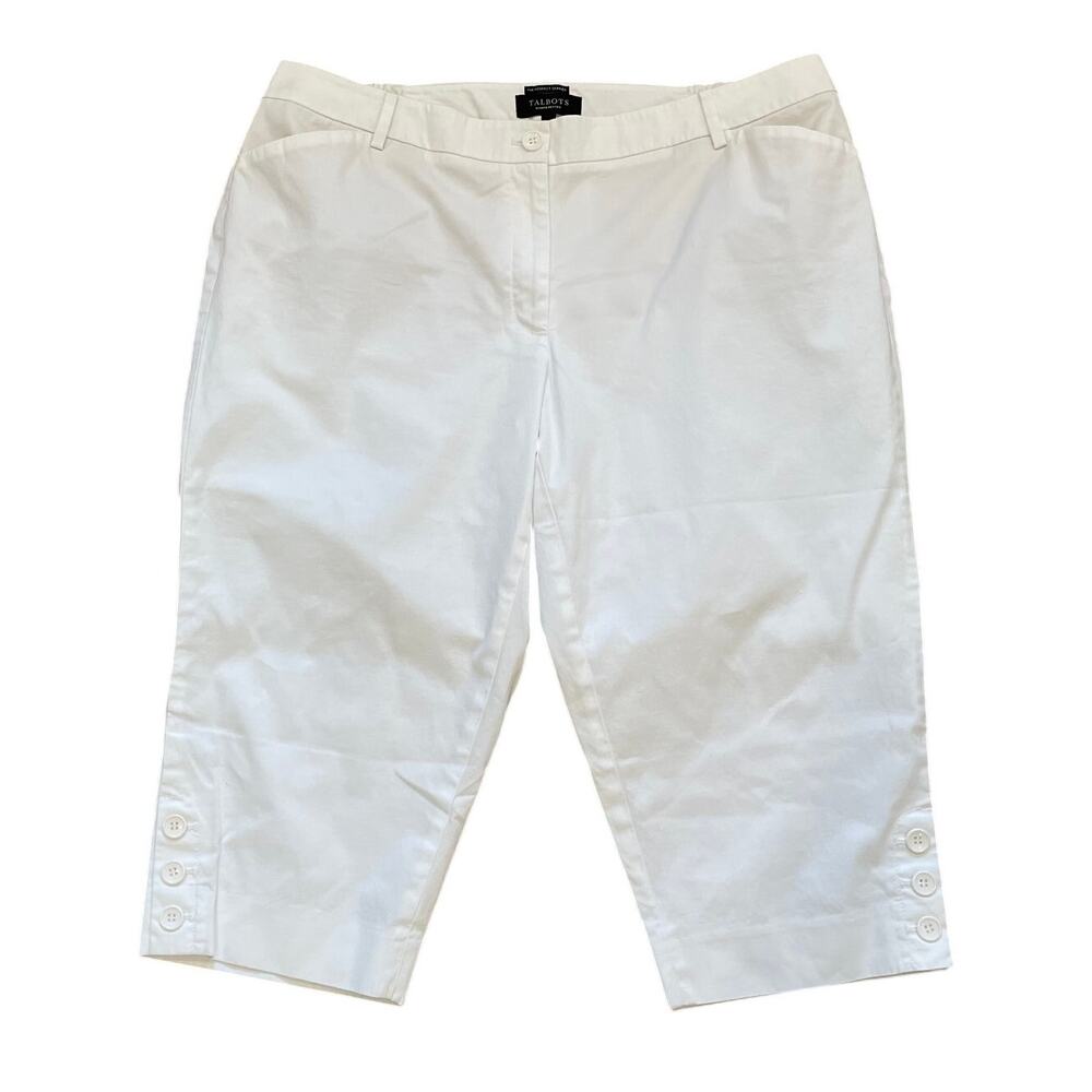 Talbots The Perfect Skimmer Cropped Pants, White, Minimalist, Coastal, 16P